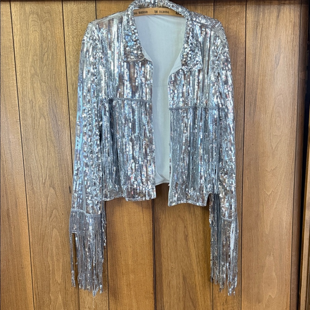 Silver Sequin Fringe Jacket